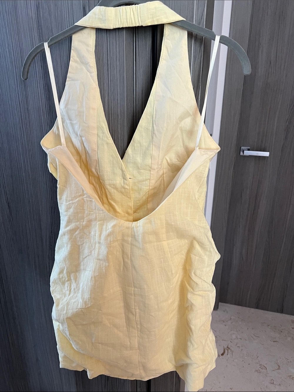 NWT REVOLVE Australia SHOWPO Seven Wonders yellow 100% cotton halter dress US S - Picture 4 of 6